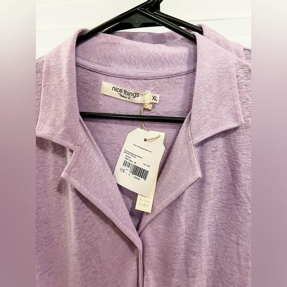 💜Nice Things💜 Linen Polo Shirt / Size XL - Picture 3 of 4